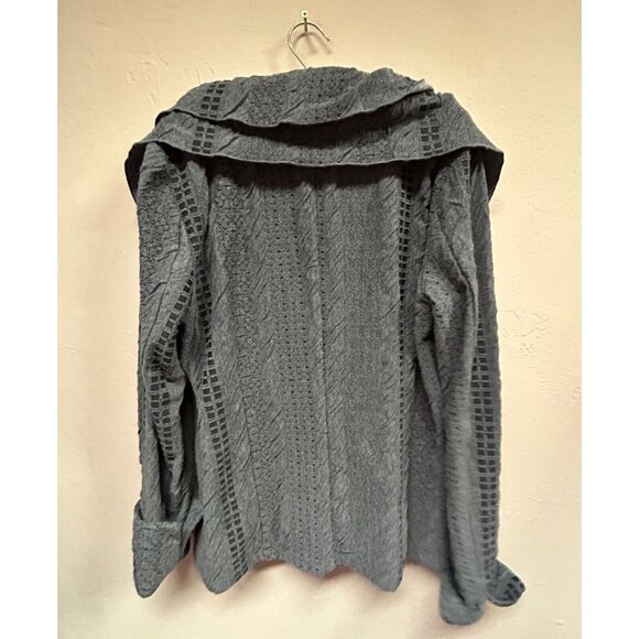 São Paulo Women’s Sweater Dark Gray Ruffle Collar Cardigan Size 10 Casual - Picture 2 of 9